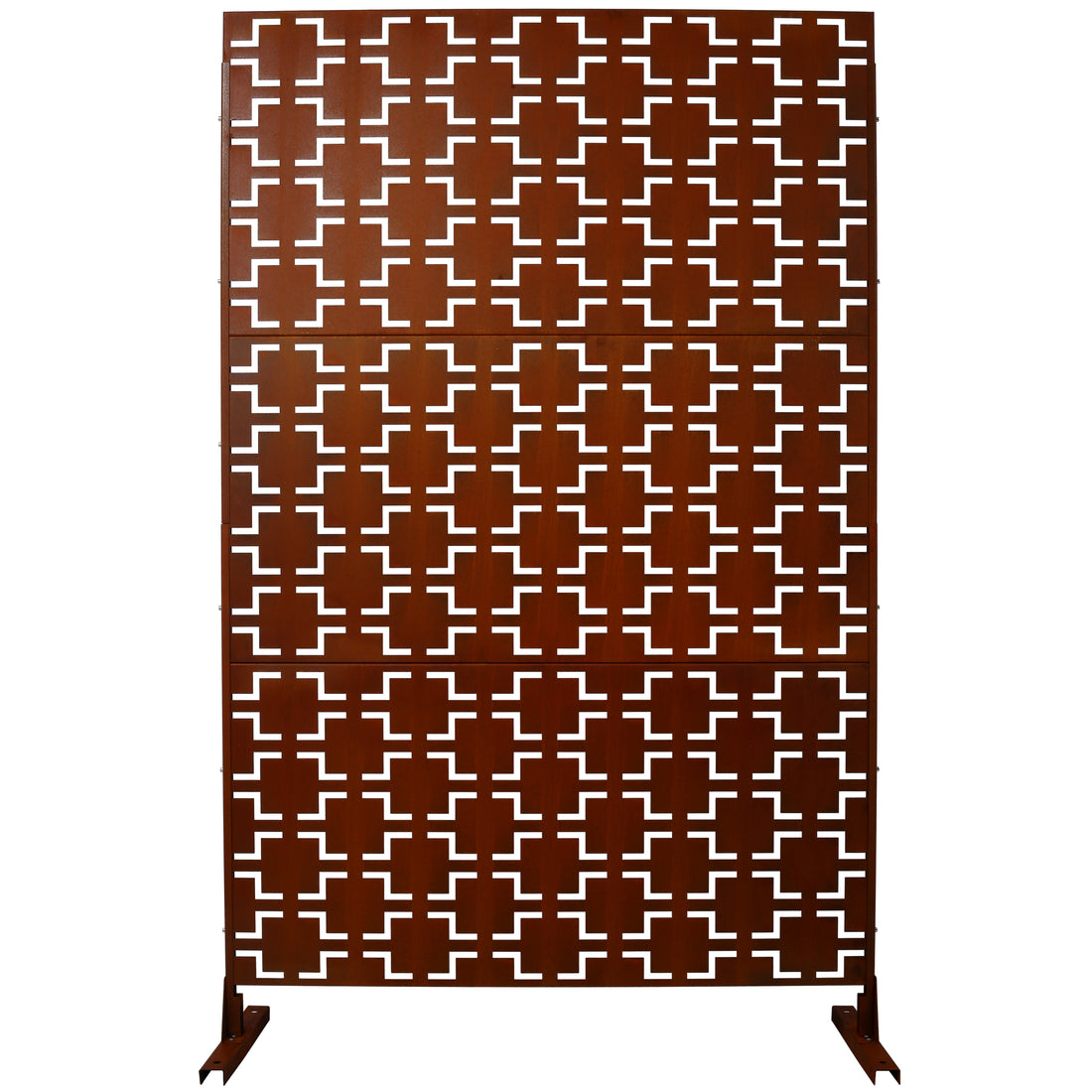 Outdoor & Indoor Privacy Screen Metal Privacy Screen 76" H 48" W, Freestanding Decorative Privacy Screen For Deck Balcony Patio, Privacy Fence Panels For Outside Lawn Garden Ps105 Rusty Rust Red