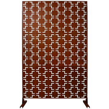 Outdoor & Indoor Privacy Screen Metal Privacy Screen 76" H 48" W, Freestanding Decorative Privacy Screen For Deck Balcony Patio, Privacy Fence Panels For Outside Lawn Garden Ps105 Rusty Rust Red