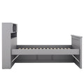 Twin Size Captain Platform Bed Frame With Storage Bookcases And Shelves,Four Drawers, Gray Twin Gray Solid Wood Mdf