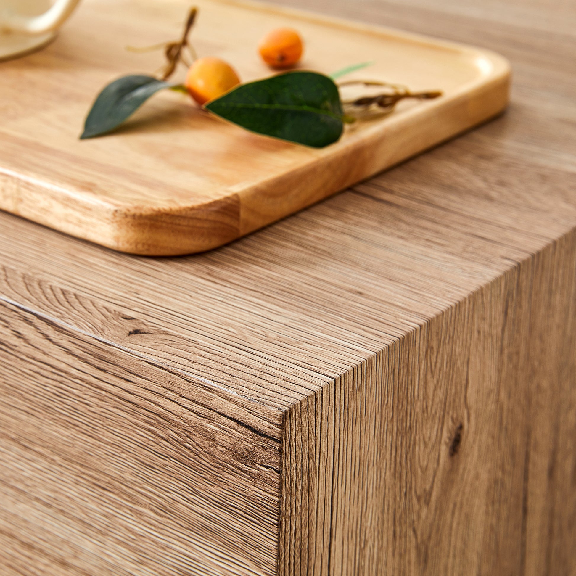 Modern Three Piece Coffee Table.Elevate Your Living Space With This Modern Mdf Coffee Table That Showcases Smooth, Light Wood Color Texture Patterns. Stylish Design. Wood Mdf