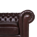 Traditional Tufted Leather Chesterfield Chair Chocolate Leather