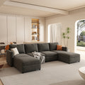 Modern Large Sectional Sofa, U Shape Modular Sectional Couch With Storage Function,123