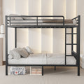 Queen Over Queen Metal Bunk Bed With Ladder And Slats Support For Adults Teens, Black Box Spring Not Required Queen Black Metal Bunk Metal