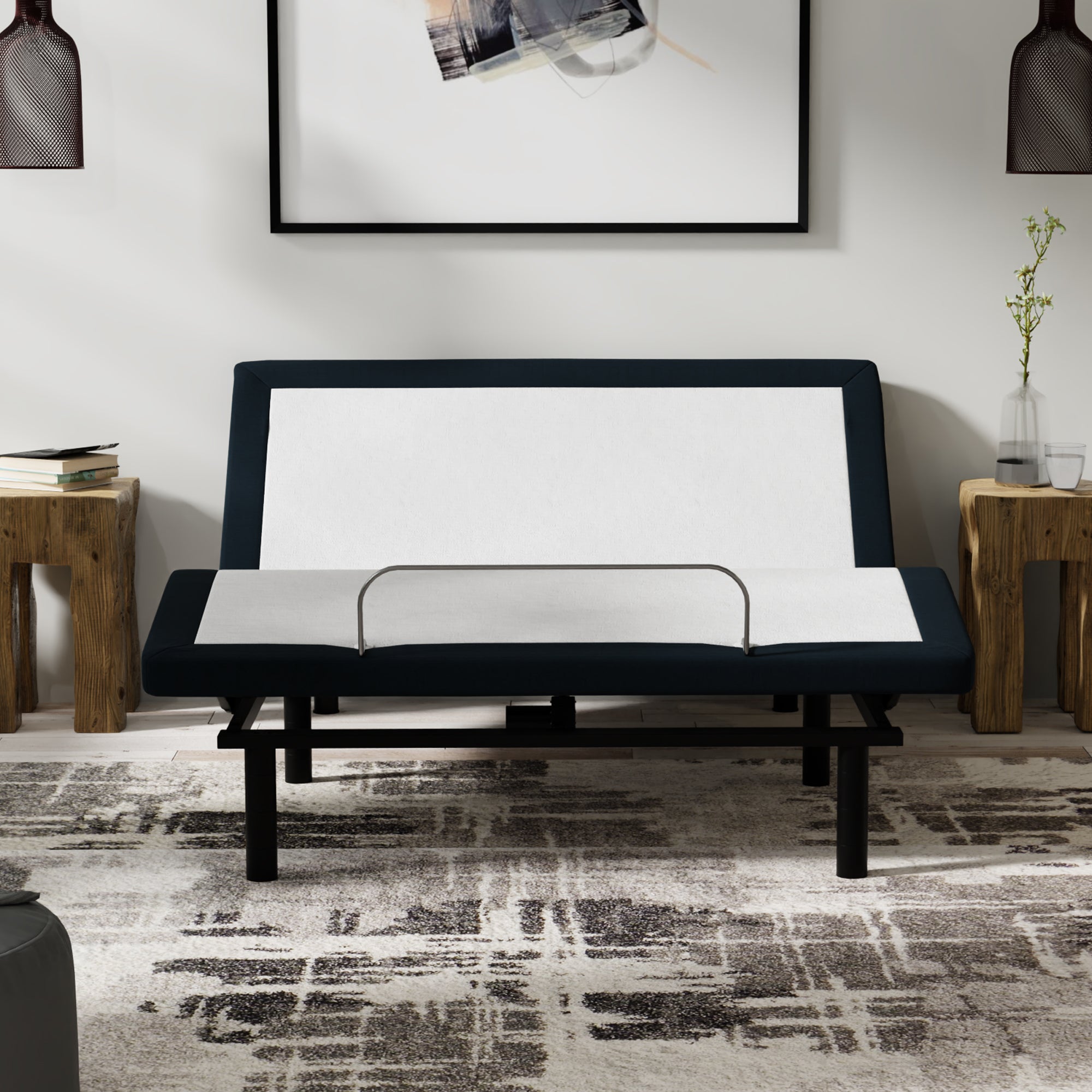 Model P2 Adjustable Base King: Massage, Usb, Led Night Light, Zero Clearance King White Charcoal Metal