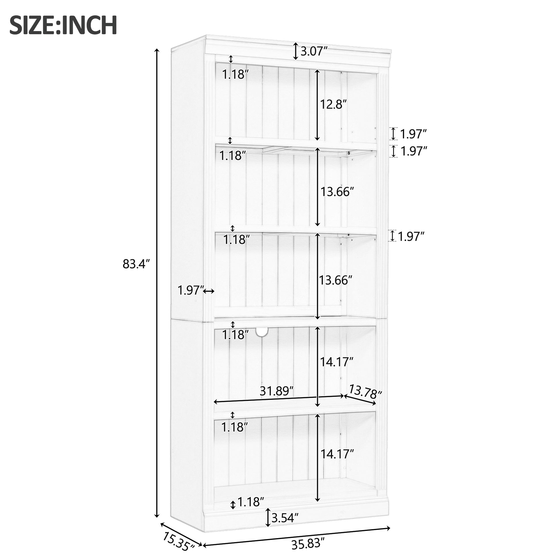 83.4" Tall Wood Bookcase With Light Strip,5 Tier Decor Bookshelves With Adjustable Shelves,Storage Organizer For Cds Books Movies,Free Standing Storage Shelves For Living Room,Home Office,Black