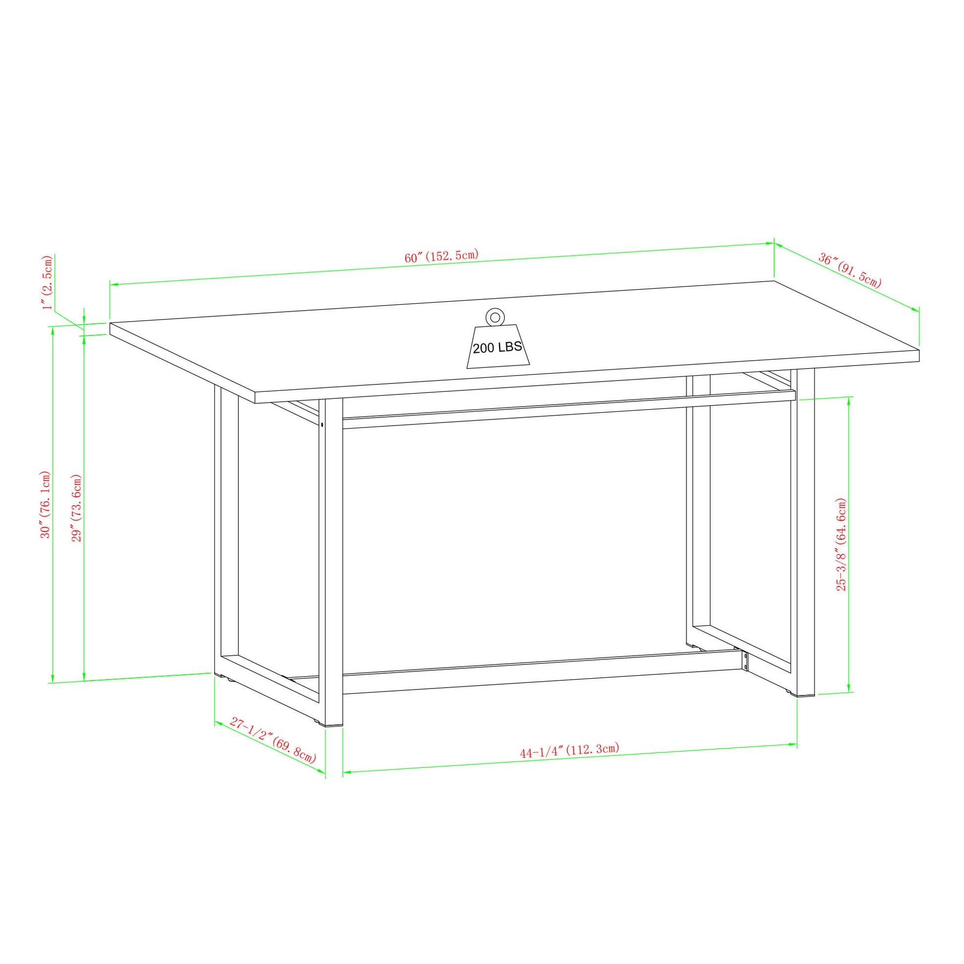 Modern Industrial Metal And Wood 10015 Inch Rectangle Dining Table Rustic Oak Oak Mdf Mdf