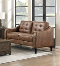 Brown 2Pc Sofa Set Microfiber Upholstered Sofa Loveseat Set Button Tufted Contoured Arms Solid Wood Frame Casual Living Room Furniture Brown Microfiber Wood Primary Living Space Traditional,Transitional Solid Wood 5 Seat