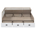 Full Size Daybed With Three Drawers And Three Storage Compartments, Nature Beige Full Beige Natural Mdf