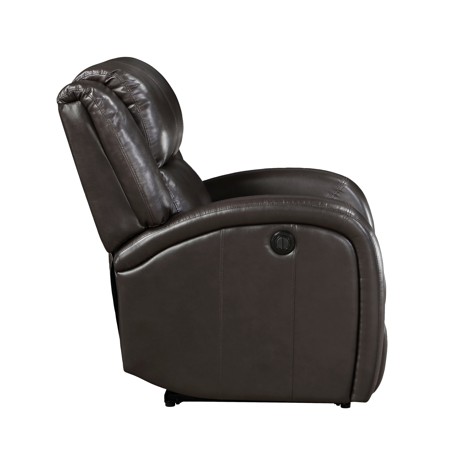 Modern Living Room Furniture 1Pc Power Reclining Chair Brown Faux Leather Upholstery Plush Seating Solid Wood Frame Brown Faux Leather Wood Primary Living Space Modern Plywood,Solid Wood
