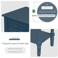 Narrow Console Table, Slim Sofa Table With Three Storage Drawers And Bottom Shelf Navy Navy Solid Wood Mdf