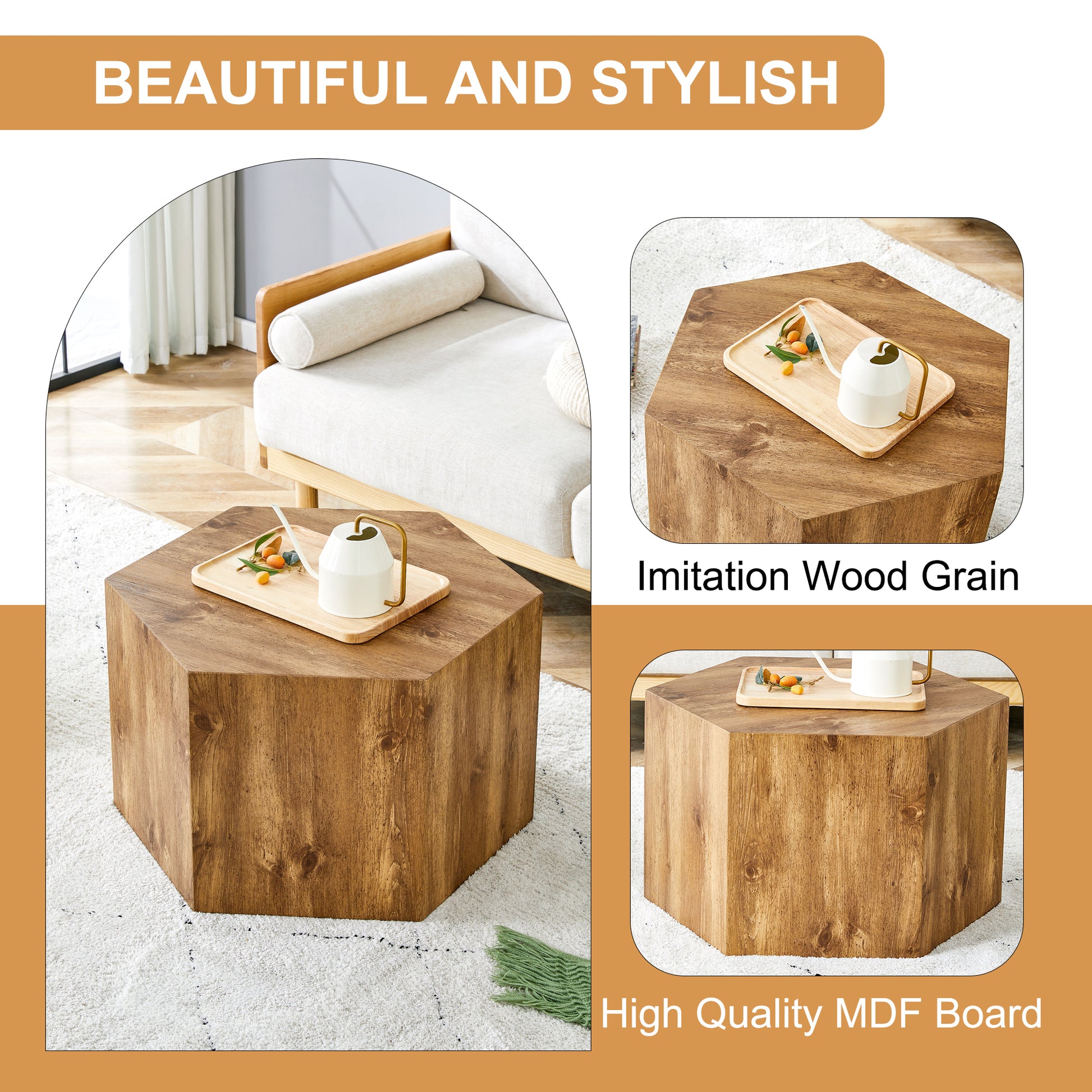 Modern Mdf Coffee Table, With Complex Texture Patterns, Style And Texture Coffee Table To Redefine Your Interior Decoration And Enhance Your Living Space, Stylish And Durable Design Wood Mdf