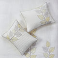 6 Piece Embroidered Quilt Set With Throw Pillows Yellow King Cal King King Yellow White Cotton