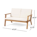 Temecula Outdoor Acacia Wood 4 Seater Chat Set Loveseat&Coffee Table&2 Club Chairs Brown Patina Finish Cream Cushion Yes Complete Patio Set Natural Cream Seats 4 Weather Resistant Frame Water Resistant Cushion Garden & Outdoor Acacia Wood