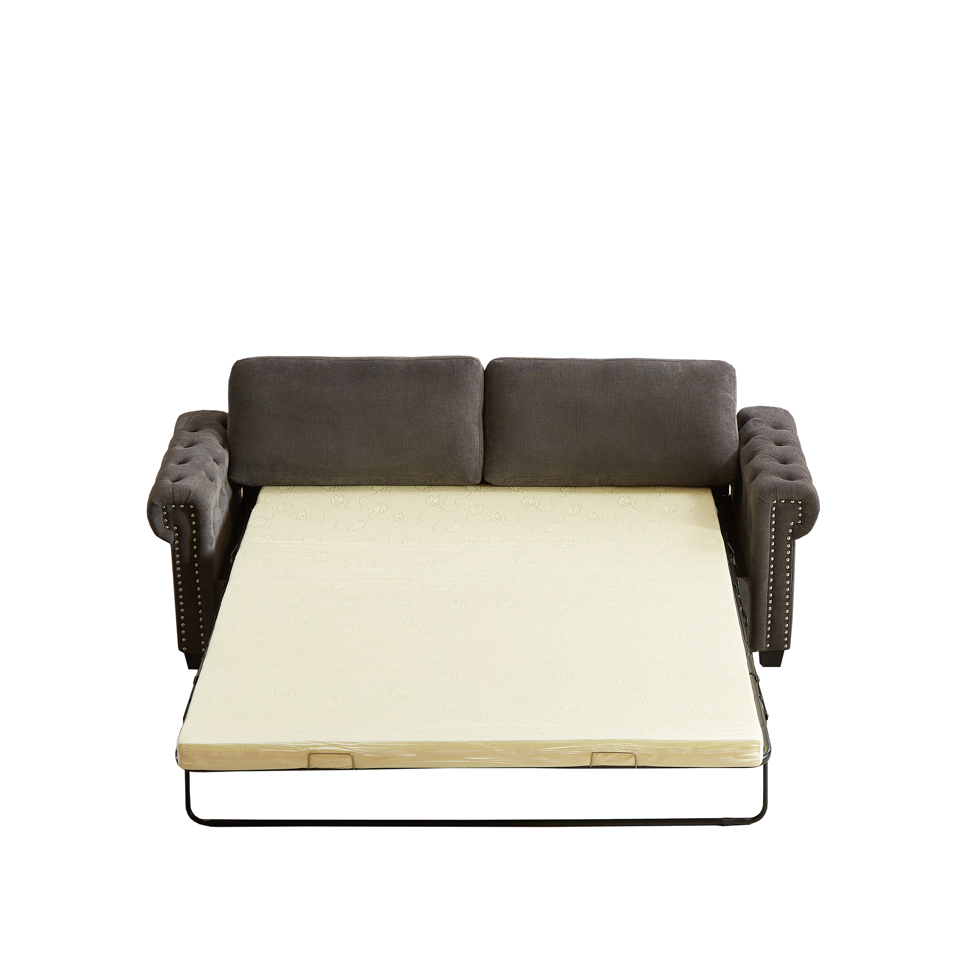 Fx 83.8" Convertible Sleeper Sofa Bed, 2 In 1 Pullout Sofa Bed, Polyester Sleeper Sofa Bed With Folding Mattress, Living Room Pullout Sofa Bed, Apartment Small Space Sofa Sleeper Gray Polyester Foam Fabric 3 Seat