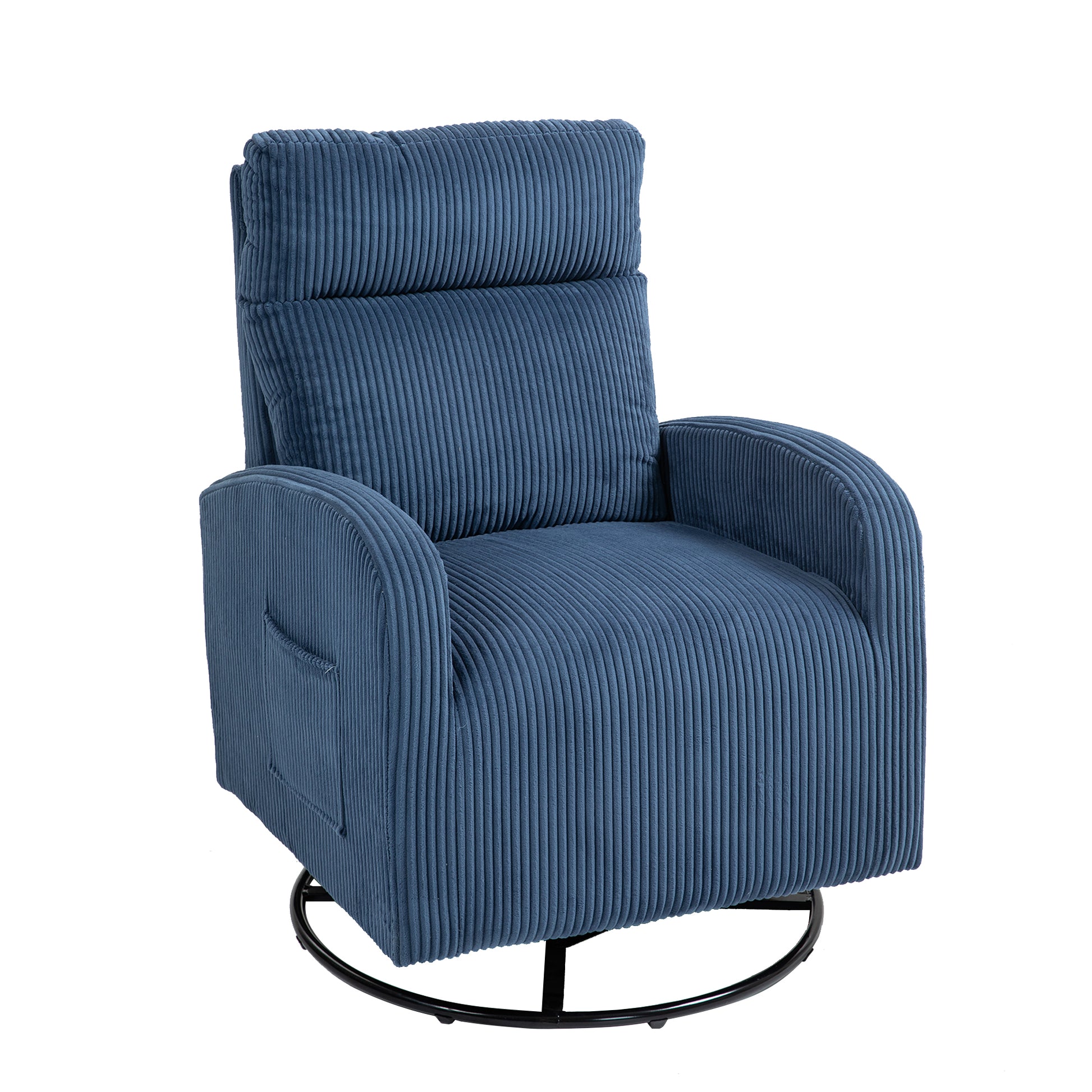 Jiada Upholstered Swivel Glider.Flannel Fabric.Rocking Chair For Nursery In Navy Blue.Modern Style One Left Bag Navy Blue Primary Living Space Foam Corduroy