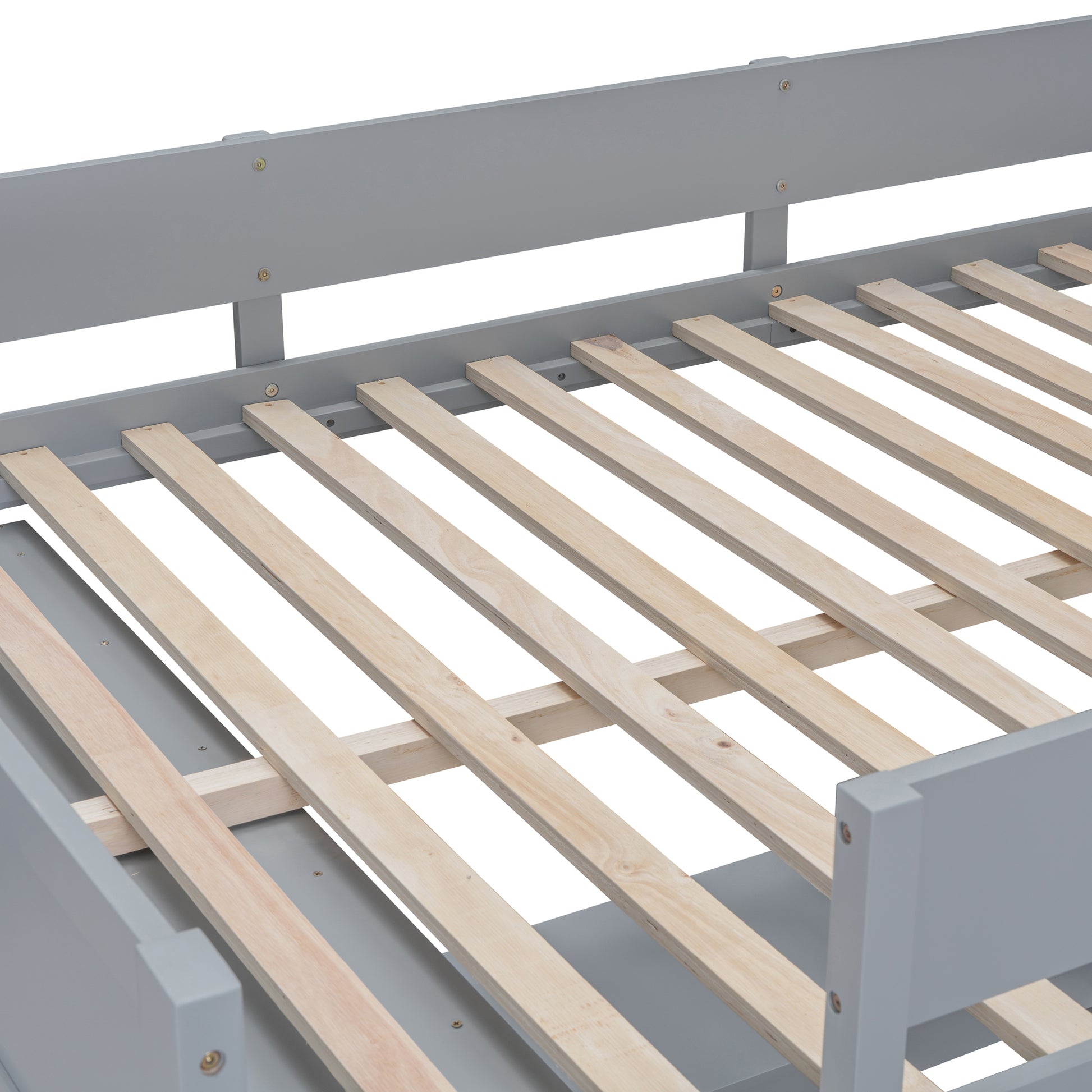 Full Size Loft Bed With Desk And Shelf Gray Full Gray Solid Wood