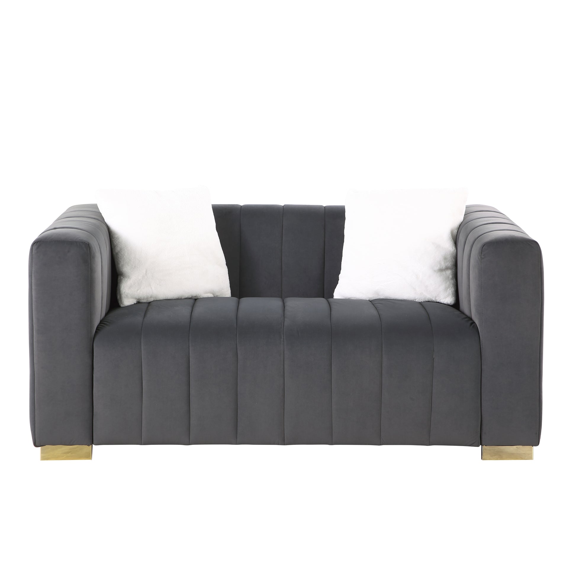 A Modern Channel Sofa Take On A Traditional Chesterfield,Grey Color,Seater Grey Velvet 2 Seat