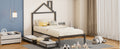 Twin Size Metal Platform Bed With Two Drawers,House Shaped Headboard Design, Black Twin Black Metal