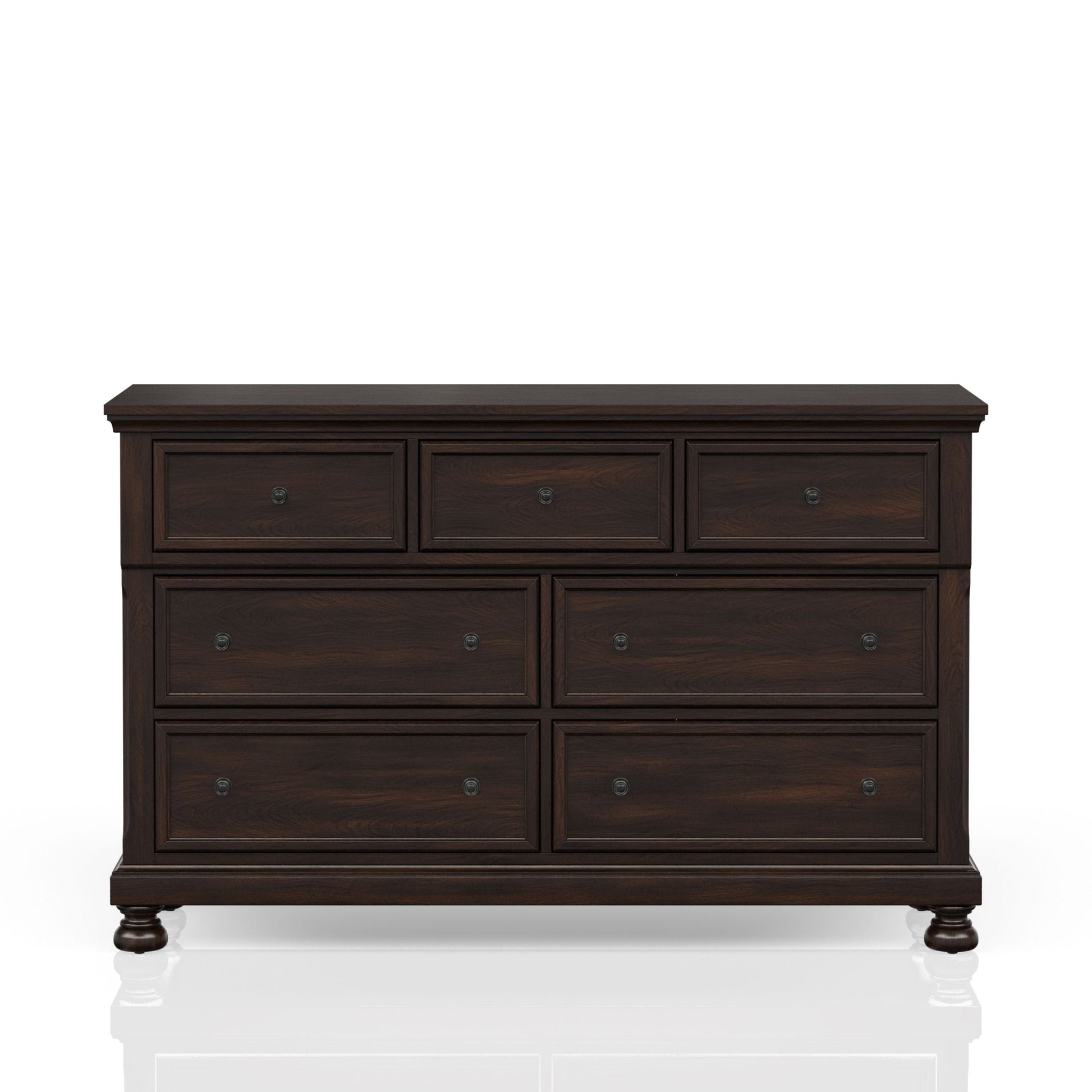 Seven Drawer Dresser Dark Cherry Cherry Solid Wood Mdf