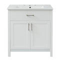 30 Inch Bathroom Vanity With Ceramic Sink And Large Storage The Perfect Choice For Small Bathrooms White Bathroom Solid Wood Mdf