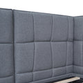 Queen Size Upholstered Platform Bed With Led Lights And U Shaped Headboard, Linen Fabric, Gray Queen Gray Wood Metal