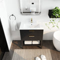 30 Inch Bathroom Vanity With Sink And 2 Soft Close Drawers, Golden Handle Bvb01030Bctg Bl9075B Black Chestnut Bathroom Modern Plywood