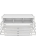 Metal Loft Bed With Wardrobe And L Shaped Desk, Full Size Loft Bed With Storage Cubes And Shelves, Heavy Duty Loft Bed For Kids Teens Adults, White Full Off White Metal