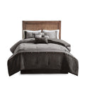 7 Piece Faux Suede Comforter Set Grey Cal King California King Grey Polyester