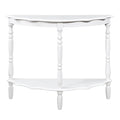 42'' Retro Circular Curved Half Moon Console Table With Cloud Design Top And Open Shelf Solid Wood Frame And Legs, Milk White Milk White Primary Living Space Retro Pine Console Tables Pine