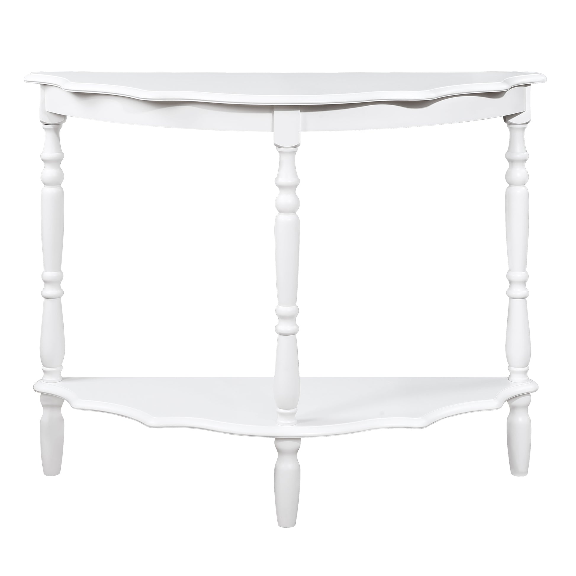 42'' Retro Circular Curved Half Moon Console Table With Cloud Design Top And Open Shelf Solid Wood Frame And Legs, Milk White Milk White Primary Living Space Retro Pine Console Tables Pine