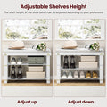 Bamboo Shoe Bench, 3 Tier Shoe Rack, Entryway Bench With Cushion And Adjustable Shelves, Shoe Rack For Entryway, Hallway, Mudroom And Living Room, White White Bamboo