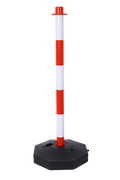 4 Pack Traffic Delineator Post Cones With Fillable Base, Adjustable Plastic Safety Barrier With 5Ft Plastic Chain, Outdoor And Indoor Crowd Control Stanchion For Traffic Control And Warning W R White Red Plastic