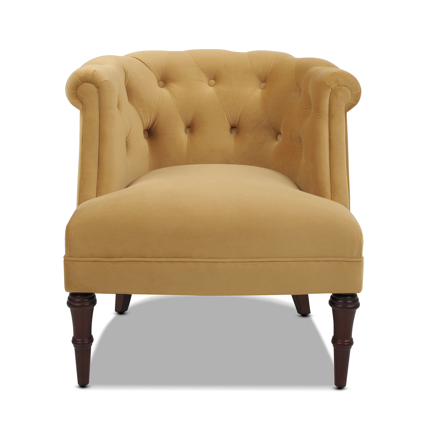 Katherine Tufted Accent Chair, Gold Velvet Yellow Foam Velvet