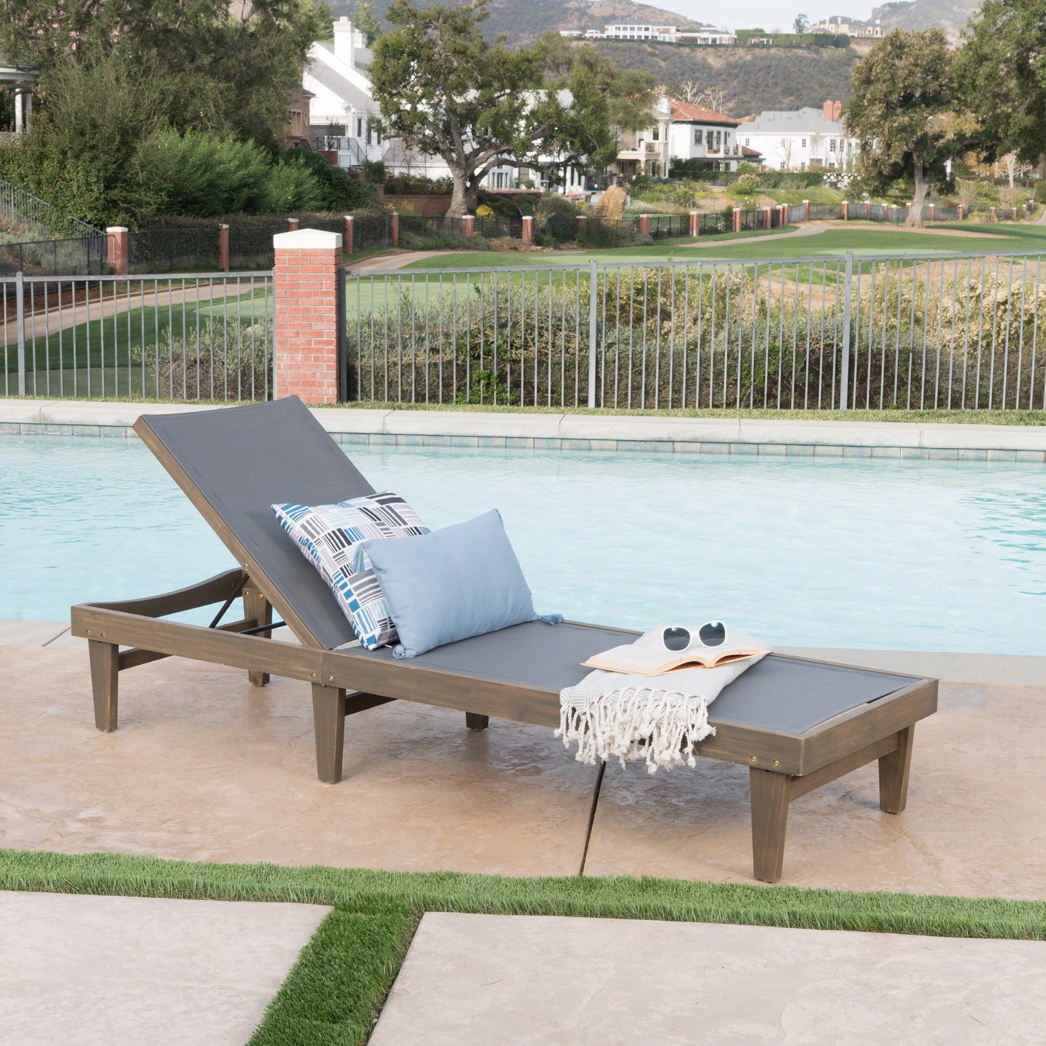 Summerland Chaise Lounge Dark Grey Mesh Dark Grey Mesh