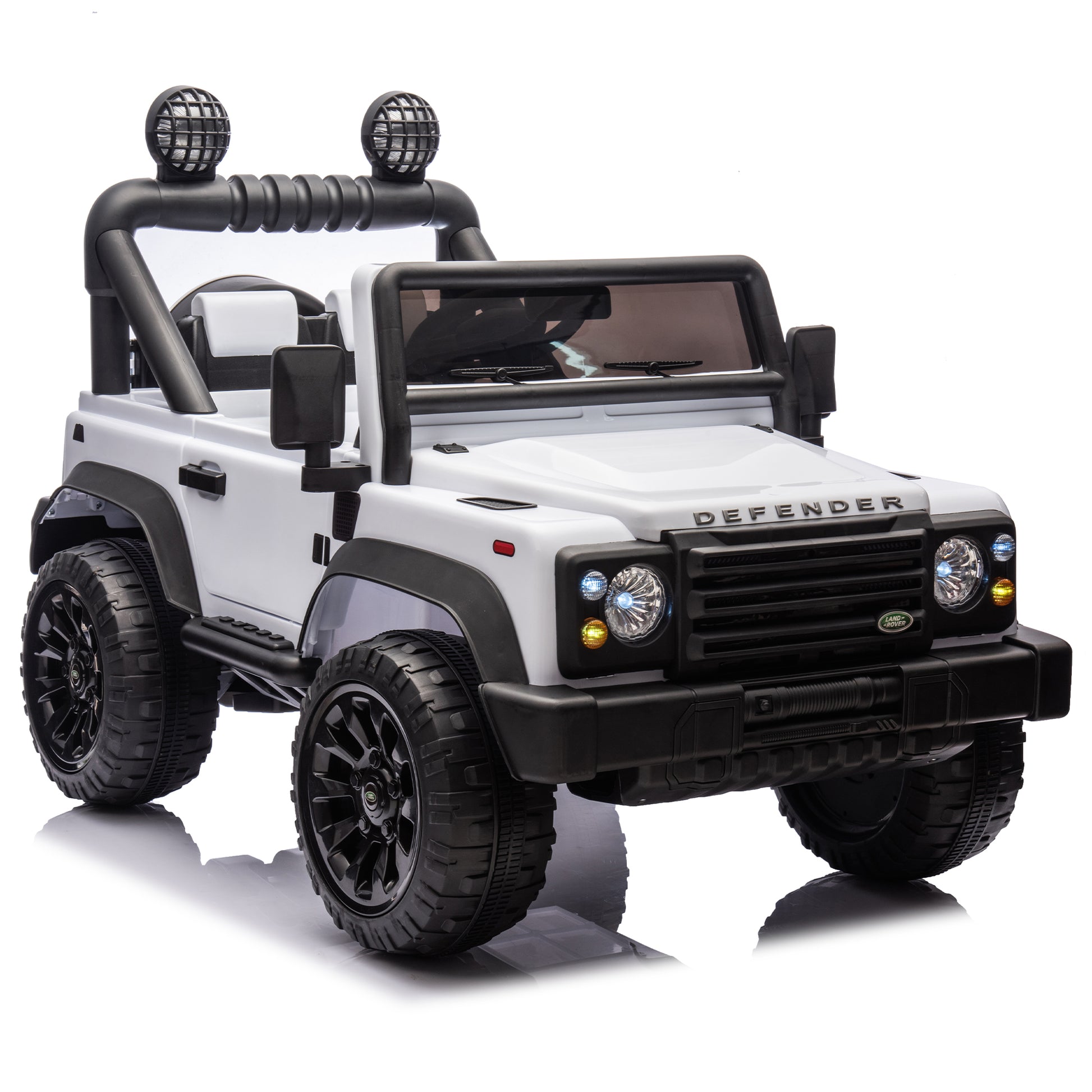 Licensed Land Rover Defender Volta 5008 24V Kids Ride On Car W Parents Control,2Wd,Four Wheel Suspension,Bluetooth,Mp3,Music,Adjustable Volume,Power Display,Led Lights,Speeds 1.86 3.11Mph For Kids 3 7 White Polypropylene