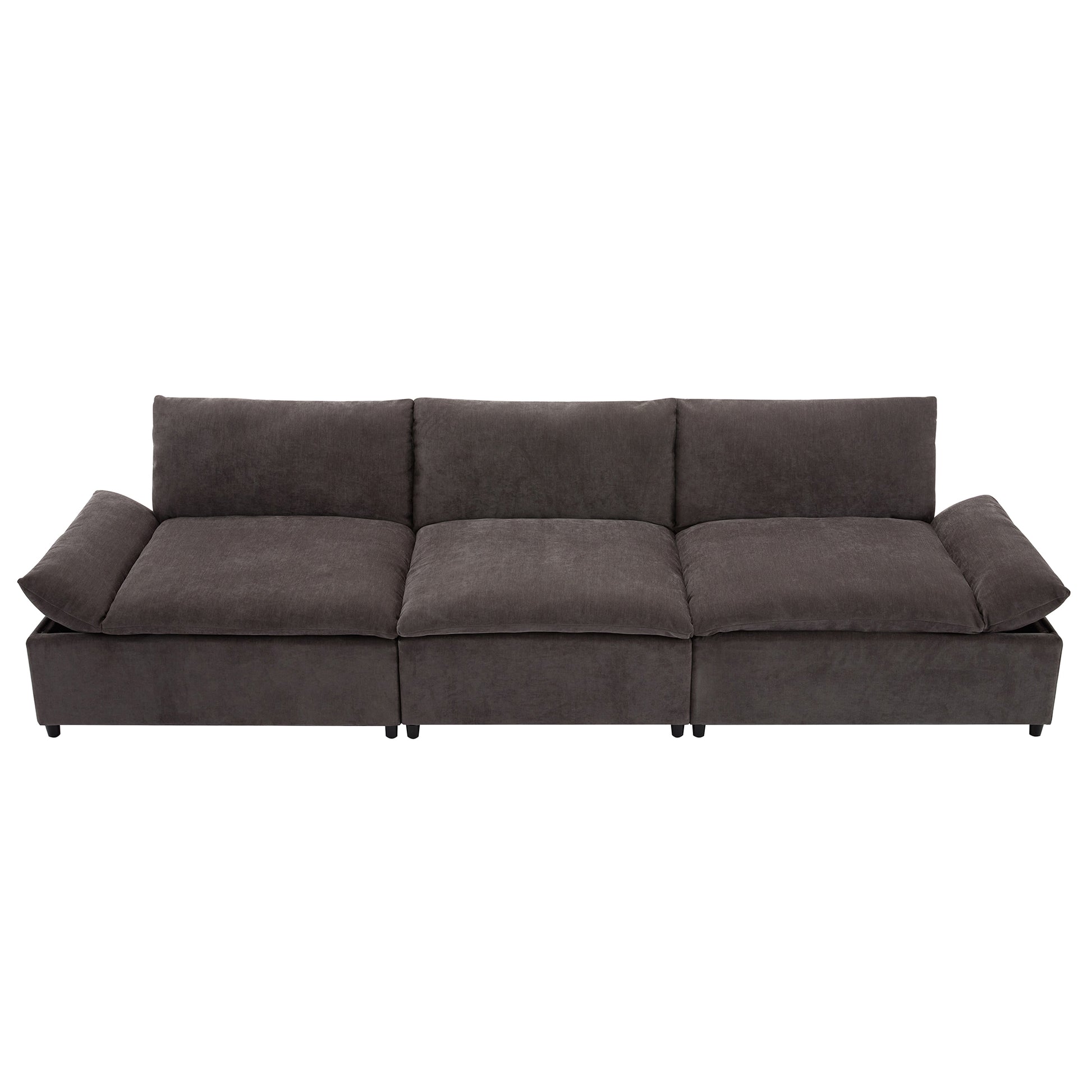 119.5'' 3 Seater Sofa With 2 Storage Unitsfor Living Room, Office, Apartment Gray Polyester 3 Seat