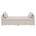 Modern Upholstered Chaise Lounger Daybed Small Single Daybed With 2 Drawers, No Mattress Needed, Perfect For Living Rooms & Home Office, Linen Fabric, Beige Beige Linen