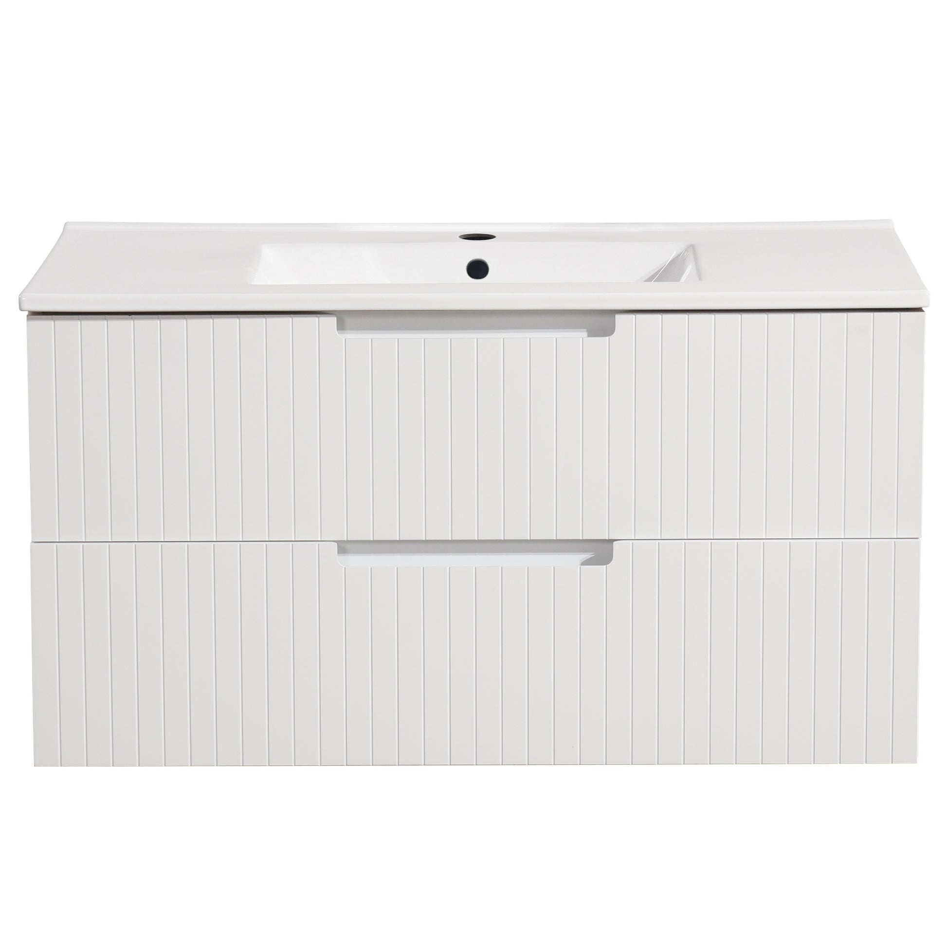 36 Inch Floating Bathroom Vanity With Ceramic Sink Setmodern Bath Storage Cabinet Vanity With Drawers Wall Mounted Combo For Bathroom, White White Mdf