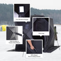 Outsunny 2 Person Ice Fishing Shelter, Pop Up Portable Ice Fishing Tent With Carry Bag, Windows And Anchors For Low Temp 22 , Black Black Cotton