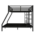 Metal Queen Over King Bunk Bed For Teens And Adults,Space Saving Noise Reduced No Box Spring Needed, Black Black Metal