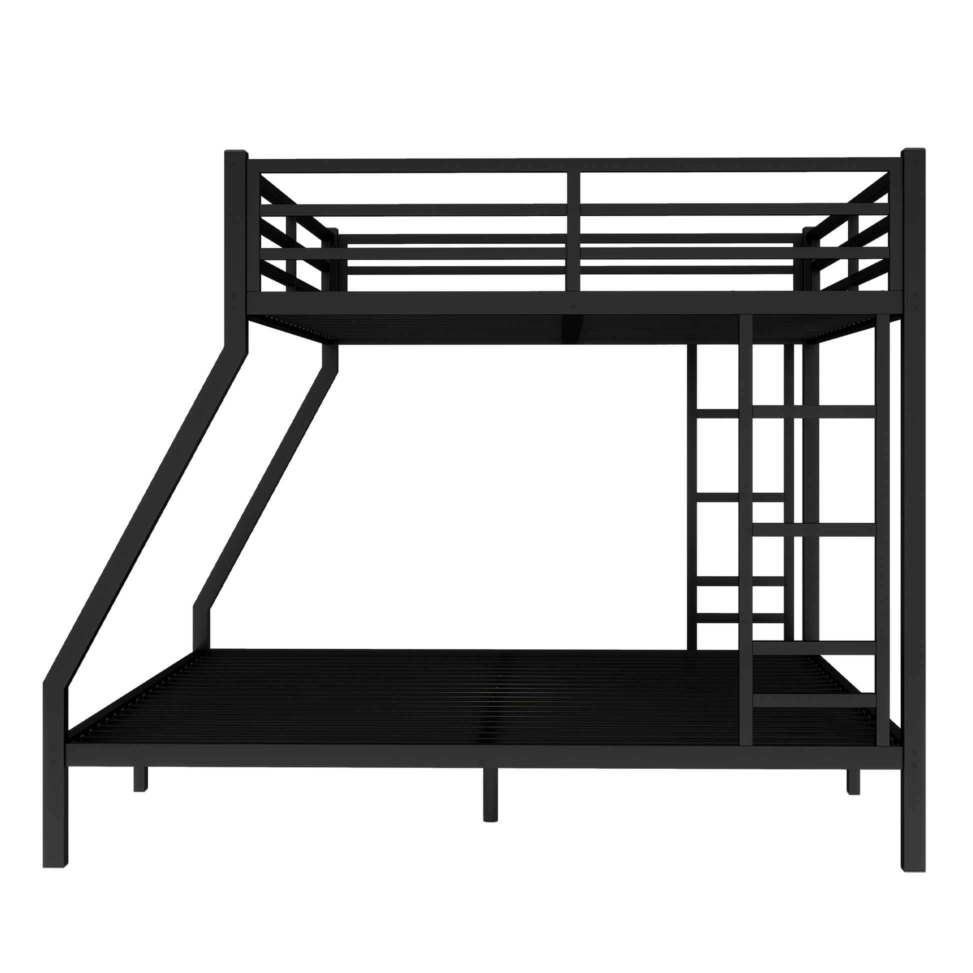 Metal Queen Over King Bunk Bed For Teens And Adults,Space Saving Noise Reduced No Box Spring Needed, Black Black Metal