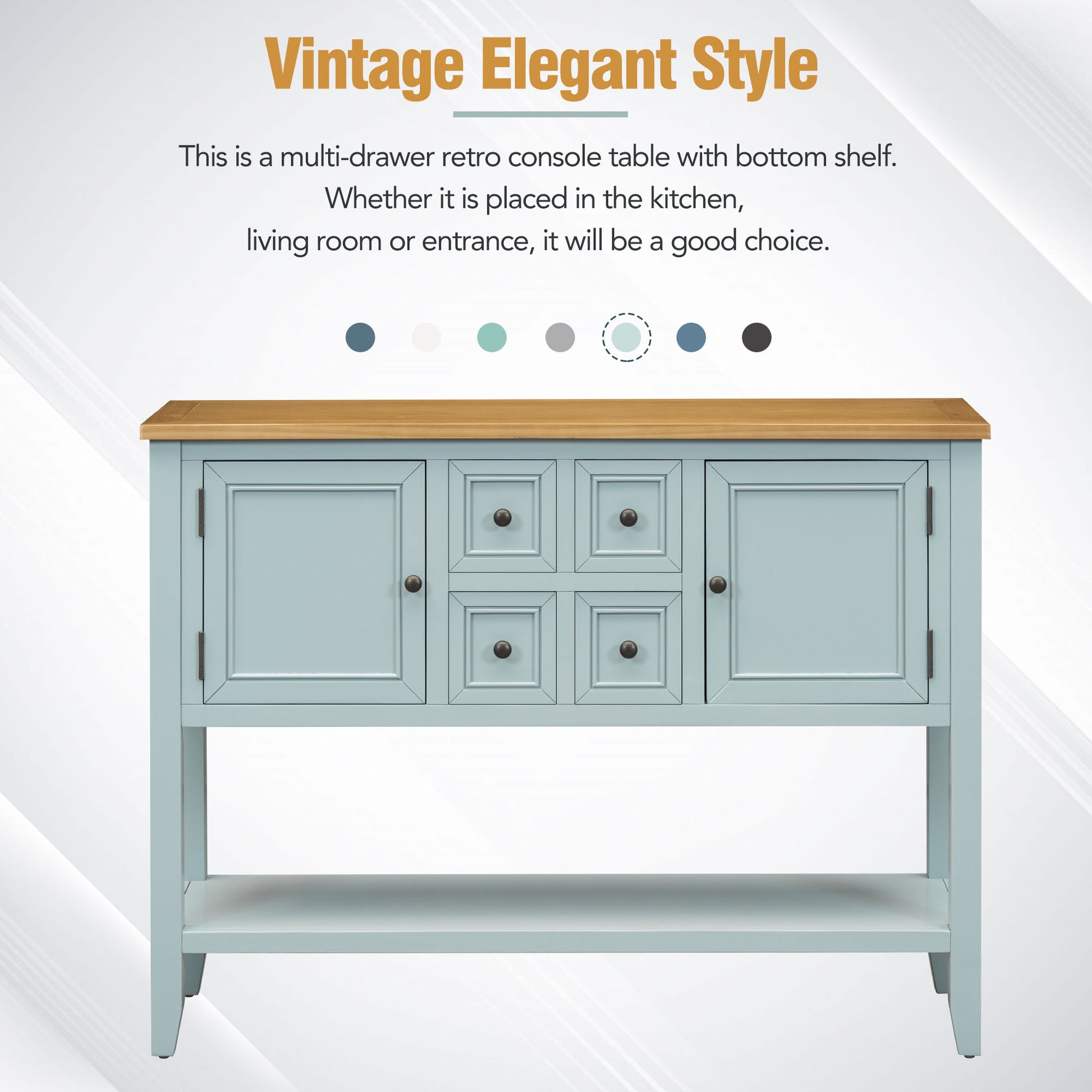 Cambridge Series Large Storage Vintage Console Table With Four Small Drawers And Bottom Shelf For Living Rooms, Entrances And Kitchens Lime White, Old Sku: Wf190263Aak Lime White Solid Wood Mdf