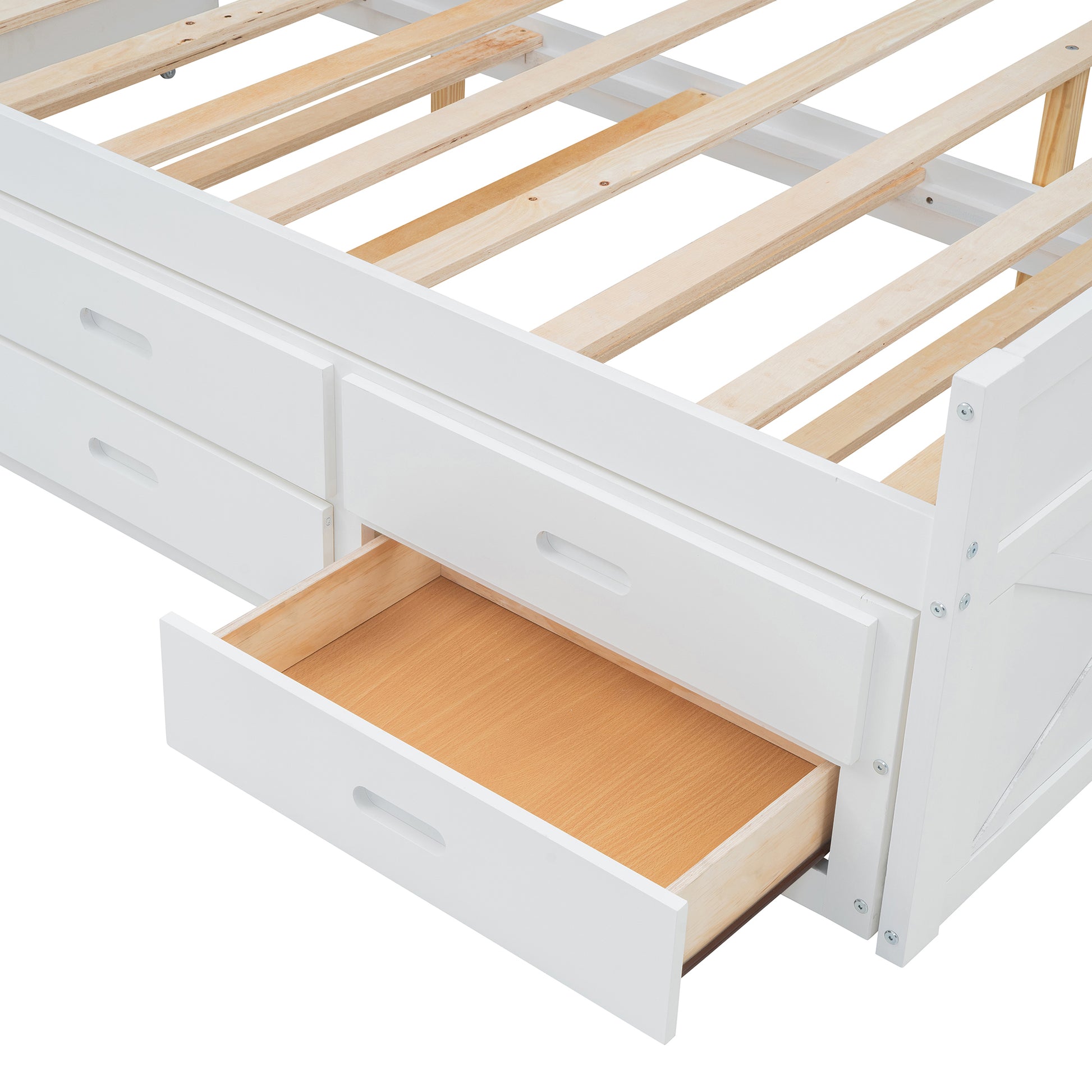 Full Size Wooden Bed With Storage Headboard With Outlets, Extendable Bed With Twin Size Trundle With Three Storage Drawers,White Full White Wood