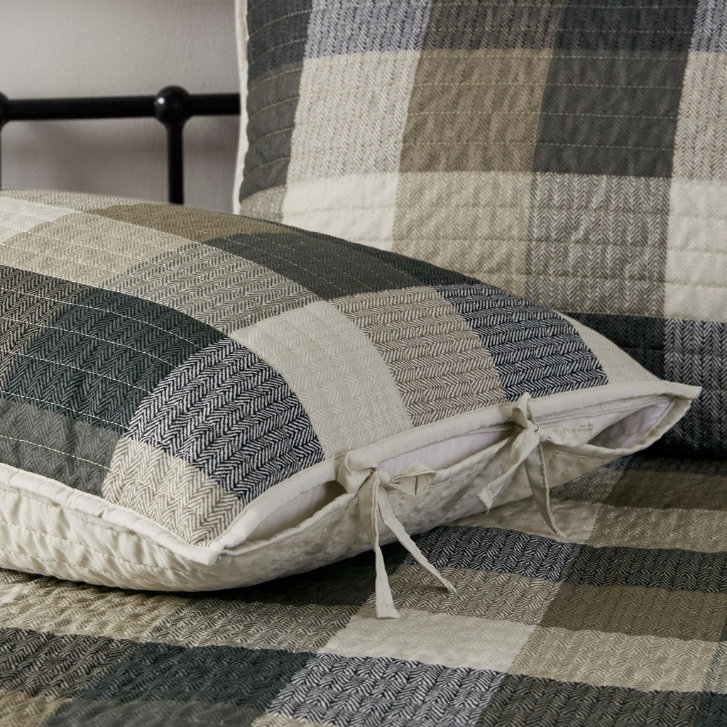 6 Piece Reversible Plaid Daybed Cover Set Neutral Daybed Multicolor Polyester
