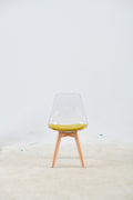 Wood Leg And Transparent Back Chair,Set Of 4,Dining Chair,Coffee Chair Transparent Wood Plastic