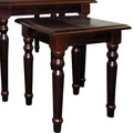 3 Piece Wooden Nesting Table Set, Dark Cherry Finish Cherry Wood