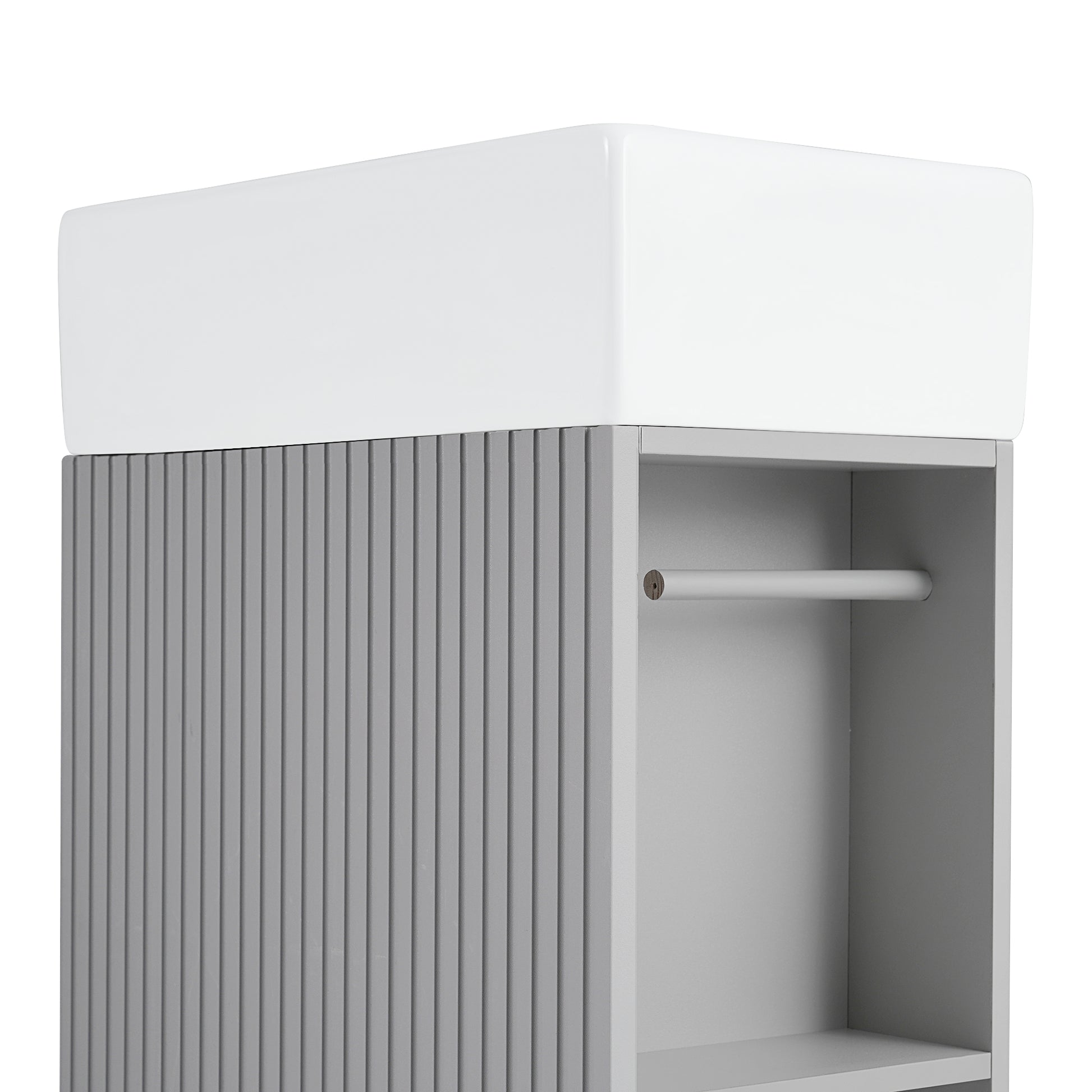 18.6" Bathroom Vanity With Sink, Bathroom Vanity Cabinet With Two Tier Shelf, Left Or Right Orientation, Grey Grey Mdf