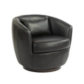 Upholstered Swivel Barrel Armchair With Storage Modern Living Room Side Chair For Bedroom Office Reading Spaces Pu Black Black Foam Upholstered
