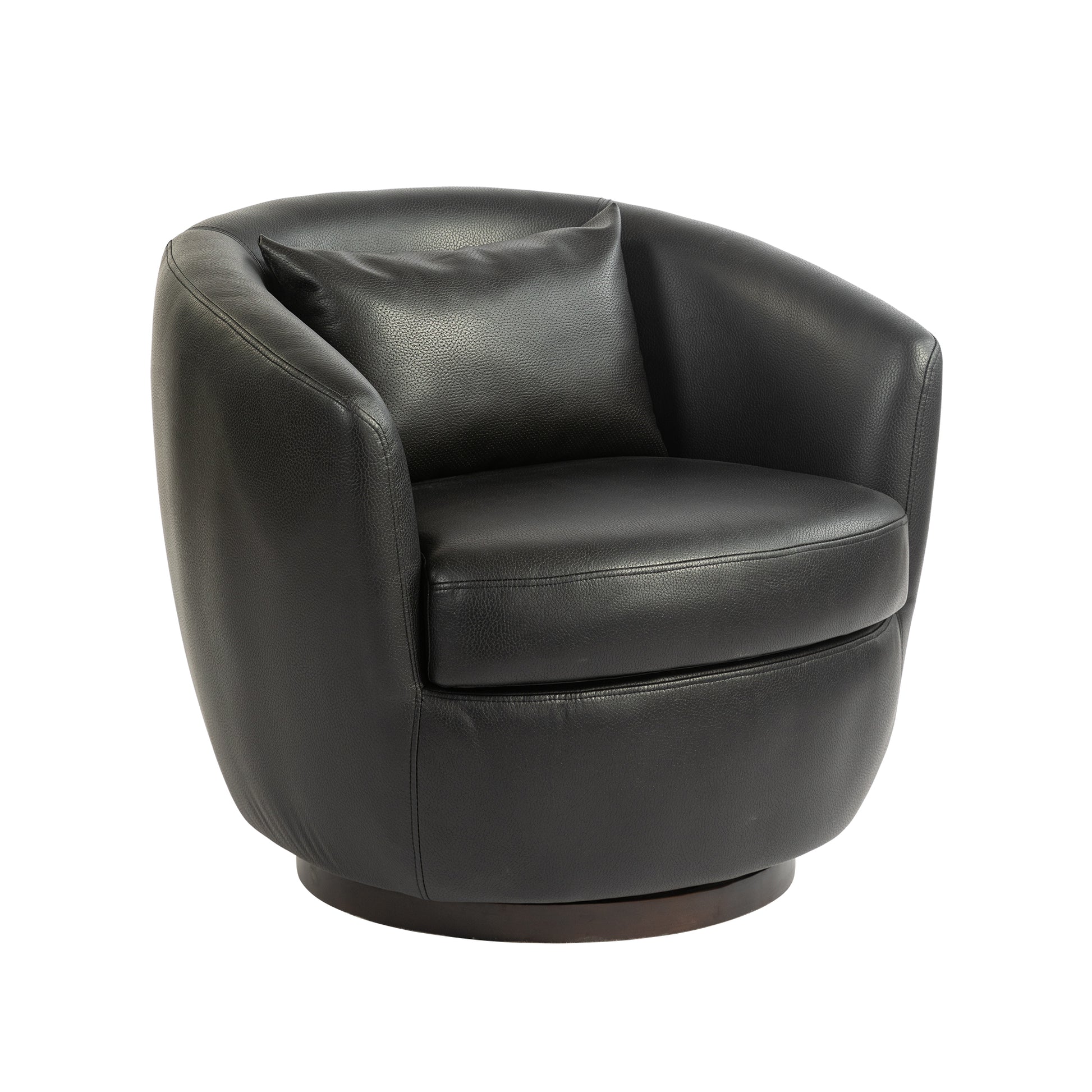Upholstered Swivel Barrel Armchair With Storage Modern Living Room Side Chair For Bedroom Office Reading Spaces Pu Black Black Foam Upholstered