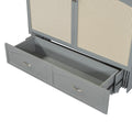 Queen Size Murphy Bed Wall Bed With Drawer And Rattan Decoration With 2 Storage Cabinets, One Set Of Sockets & Usb Ports, Pulley Structure Design, Gray Queen Gray Plywood